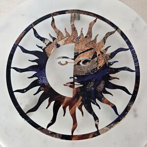 Sun Moon Rays 8" Diameter Laser Cut Metal Wall Mount Art Home Decor
